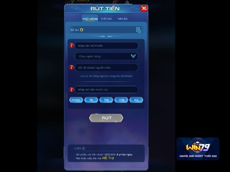 Rút tiền đơn giản từ cổng game